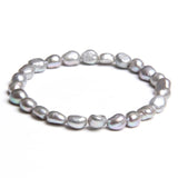 Natural Pearl Beaded Bracelet Freshwater Baroque 6-7mm Rice Pearls Bangle