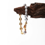 Gray Pearl Metal Texture Magnet Bracelet Women's