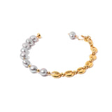 Gray Pearl Metal Texture Magnet Bracelet Women's