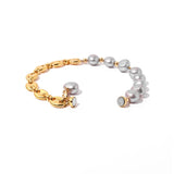 Gray Pearl Metal Texture Magnet Bracelet Women's