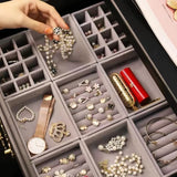 Gray Soft Velvet Jewelry Drawer Storage Organizer Display Tray DIY Jewelry Box