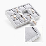Gray Velvet 12 Grid Watch Organizer Jewelry Tray Bracelet Bangle Display Holder