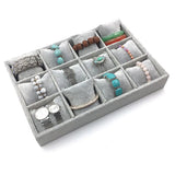 Gray Velvet 12 Grid Watch Organizer Jewelry Tray Bracelet Bangle Display Holder