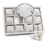Gray Velvet 12 Grid Watch Organizer Jewelry Tray Bracelet Bangle Display Holder