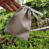 50 Gray Velvet Gift Bags 5x7cm-9x12cm Drawstring Pouches Jewelry Logo
