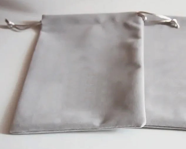 50 Gray Velvet Gift Bags 5x7cm-9x12cm Drawstring Pouches Jewelry Logo