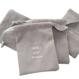 50 Gray Velvet Gift Bags 5x7cm-9x12cm Drawstring Pouches Jewelry Logo