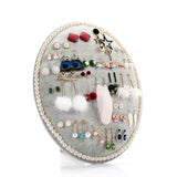 Gray Velvet Oval Necklace Earring Bracelet Display Stand