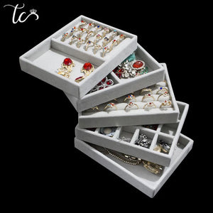Gray Velvet Jewelry Tray Holder Display Trays