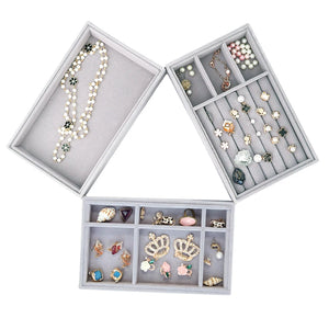 Gray Velvet Suede Earrings Organizer Jewelry Display Stand Holder Rack