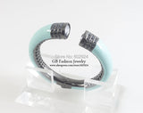 Gun Plated Bangles Glitter Glass Enamel Jewelry GB0411