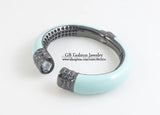 Gun Plated Bangles Glitter Glass Enamel Jewelry GB0411