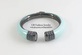 Gun Plated Bangles Glitter Glass Enamel Jewelry GB0411