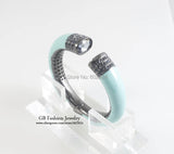 Gun Plated Bangles Glitter Glass Enamel Jewelry GB0411