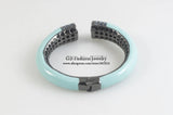 Gun Plated Bangles Glitter Glass Enamel Jewelry GB0411