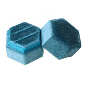GrayVelvet Double Ring Box Hexagon Wedding Ceremony Ring Box