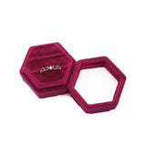 GrayVelvet Double Ring Box Hexagon Wedding Ceremony Ring Box