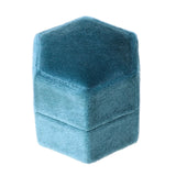 GrayVelvet Double Ring Box Hexagon Wedding Ceremony Ring Box