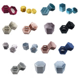 GrayVelvet Double Ring Box Hexagon Wedding Ceremony Ring Box