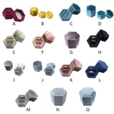 GrayVelvet Double Ring Box Hexagon Wedding Ceremony Ring Box