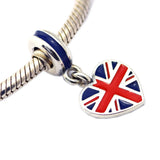 GB Flag Dangle 925 Silver Charm for Bracelet & Choker