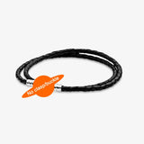 Double Red Brown Leather Bracelet with 925 Silver Buckle Charm