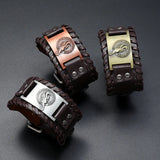 Brown/Black PU Leather Belt Bracelets Eagle Pattern Men Cuff Bangles