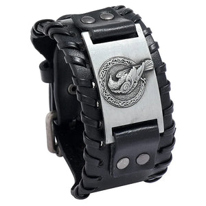 Brown/Black PU Leather Belt Bracelets Eagle Pattern Men Cuff Bangles