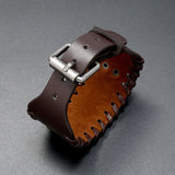 Brown/Black PU Leather Belt Bracelets Eagle Pattern Men Cuff Bangles