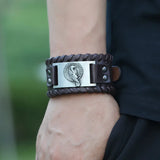 Brown/Black PU Leather Belt Bracelets Eagle Pattern Men Cuff Bangles
