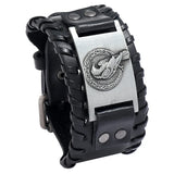 Brown/Black PU Leather Belt Bracelets Eagle Pattern Men Cuff Bangles