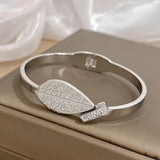 18K Plated Leaf Bangles for Women Rhinestone Charm Bracelet