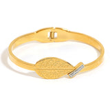 18K Plated Leaf Bangles for Women Rhinestone Charm Bracelet