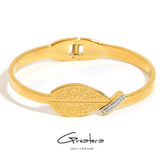 18K Plated Leaf Bangles for Women Rhinestone Charm Bracelet