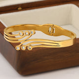 18K Plated Stainless Steel Curved Cuff Bracelet Bangles for Women
