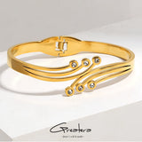 18K Plated Stainless Steel Curved Cuff Bracelet Bangles for Women