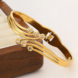 18K Plated Stainless Steel Curved Cuff Bracelet Bangles for Women