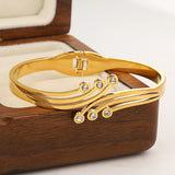 18K Plated Stainless Steel Curved Cuff Bracelet Bangles for Women