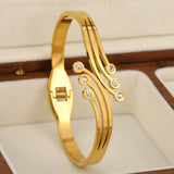 18K Plated Stainless Steel Curved Cuff Bracelet Bangles for Women