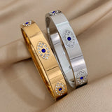 316L Stainless Steel Rhinestone Eye Charm Bracelet for Women
