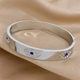 316L Stainless Steel Rhinestone Eye Charm Bracelet for Women