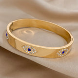 316L Stainless Steel Rhinestone Eye Charm Bracelet for Women