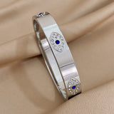 316L Stainless Steel Rhinestone Eye Charm Bracelet for Women