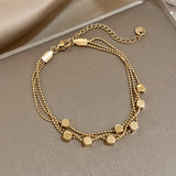 Stainless Steel Cube Bead Bracelet Layered Chain Waterproof