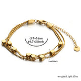 Stainless Steel Cube Bead Bracelet Layered Chain Waterproof