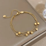 Stainless Steel Cube Bead Bracelet Layered Chain Waterproof