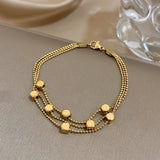 Stainless Steel Cube Bead Bracelet Layered Chain Waterproof