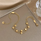 Stainless Steel Cube Bead Bracelet Layered Chain Waterproof
