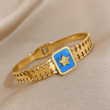 316L Stainless Steel Square Stone Bangles for Women Plated Waterproof Jewelry
