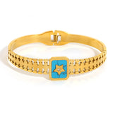 316L Stainless Steel Square Stone Bangles for Women Plated Waterproof Jewelry